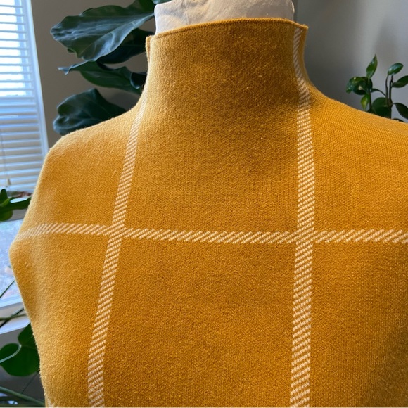 Max Studio | Mustard Yellow Mock Turtle Neck Sweater with Cream Accents | Small - Picture 6 of 13